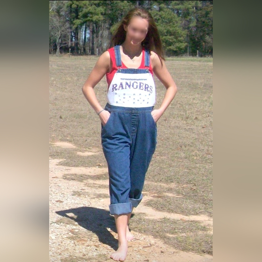 Rangers Vintage gameday overalls decorated
